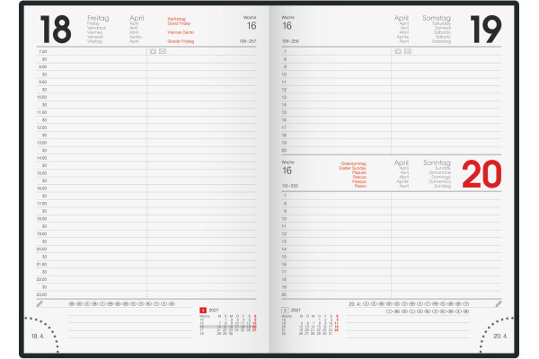 BRUNNEN Buchkalender 2027 79561017 1T/1S rot ML A5