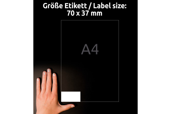 AVERY ZW. Etiketten Laser 70x37mm L4718REV2 weiss,wetterfest,ablösbar 20B.