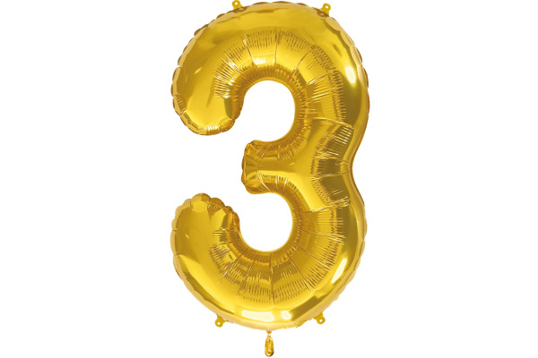 I AM CREA Folienballon Zahl 3 85cm 1000-1048 gold