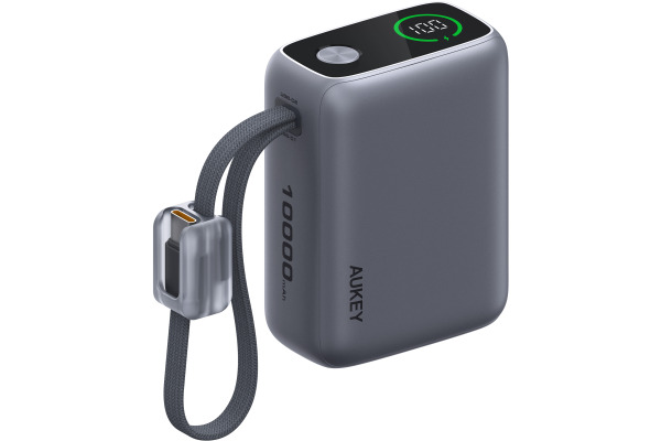 AUKEY Swivel Det-Duo PB 10000mAh PB-Y65-GY 45W,with Built-in Cable,GY