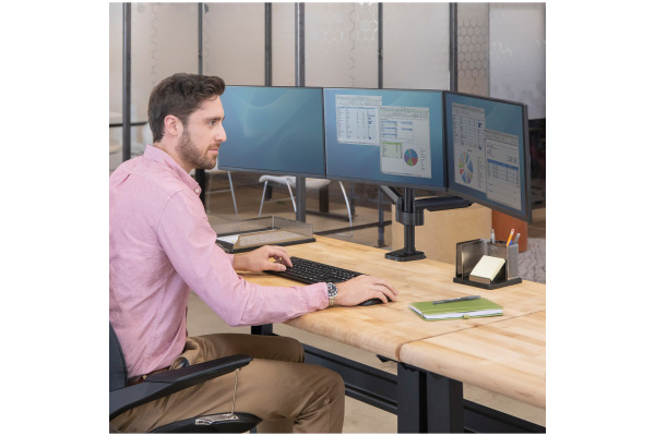 FELLOWES Monitorhalter Platinum Series 8042601 dreifach, schwarz, 2xUSB