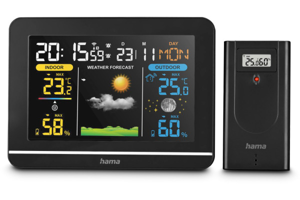 HAMA Wetterstation Usedom 222242 schwarz, mit Sensor