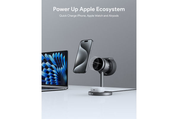 AUKEY MagFusion 3-IN-1 Pro LC-MC311A Qi2 Wirel.Charger 15W, Black