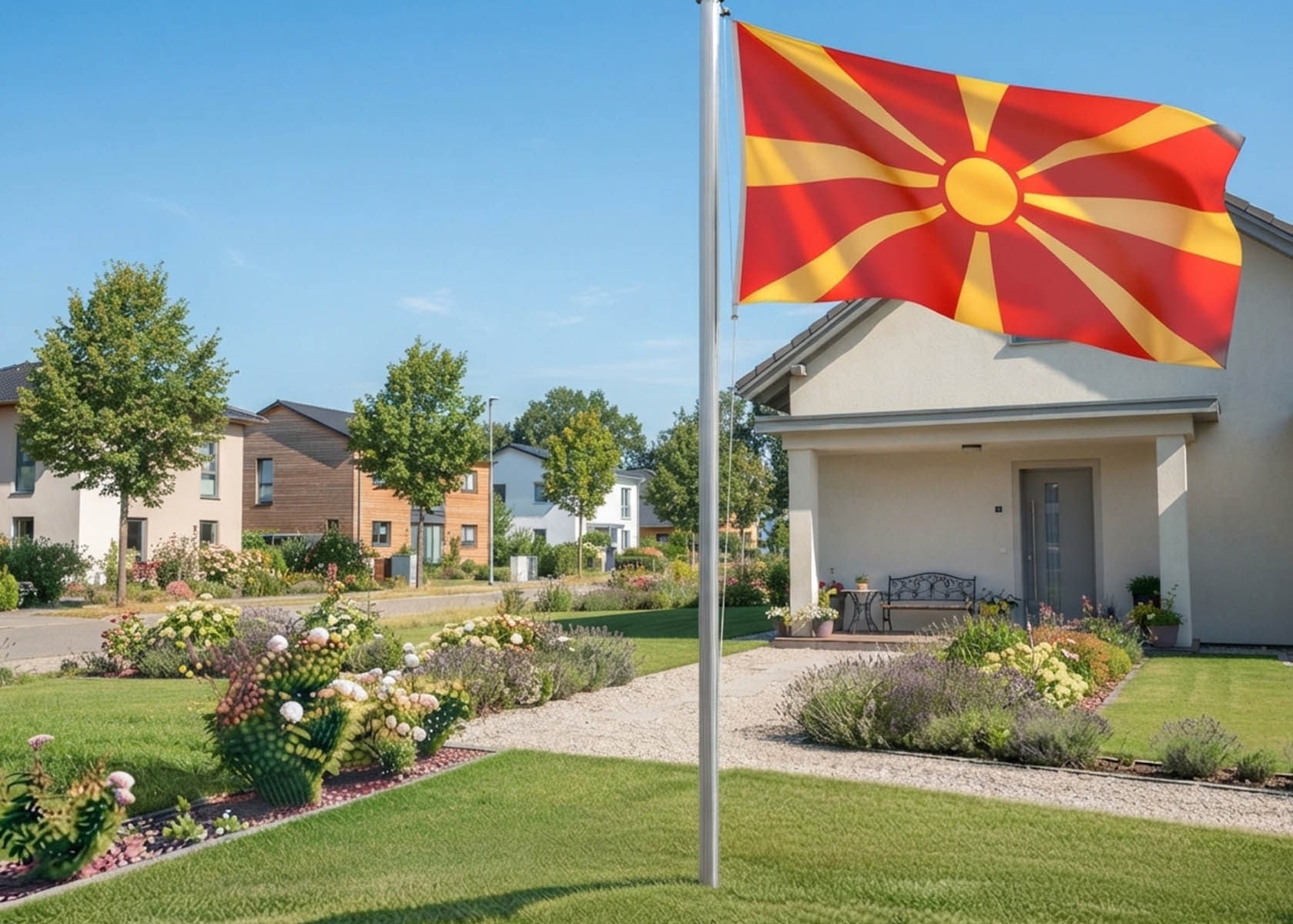 Nordmazedonien Flagge 150x90cm Fahne aus Polyester 