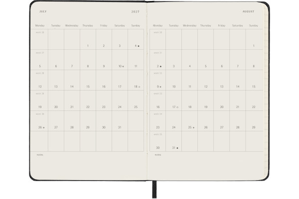 MOLESKINE Wochen-Notizkalender 26/27 DHB18WN2Y 18M liniert HC schwarz 9x14cm