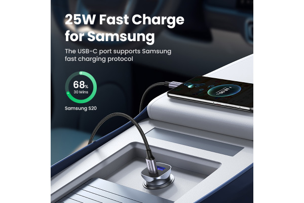 UGREEN Fast Car Charger 30W 40858 USB-C PD+USB-A QC