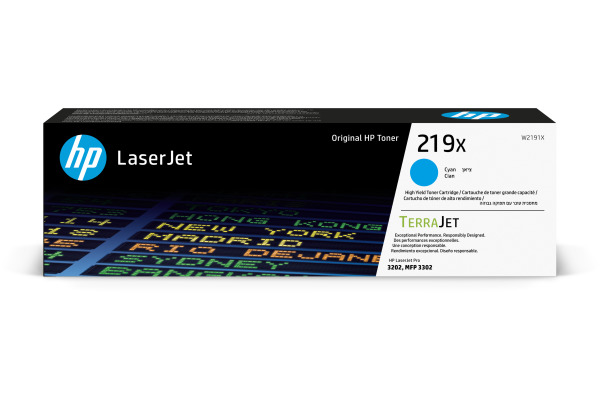 HP Toner-Modul 219X cyan W2191X CLJ Pro 3202/MFP 3302 2500 S.