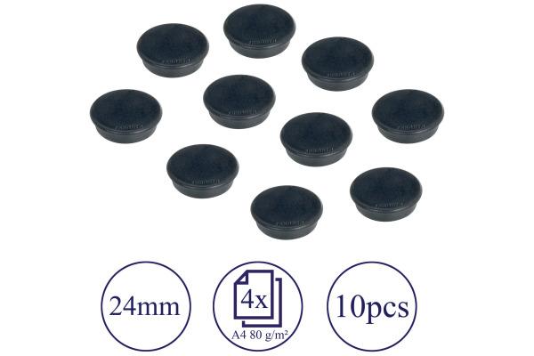 FRANKEN Haftmagnete 24mm HM20 10 schwarz 10 Stück