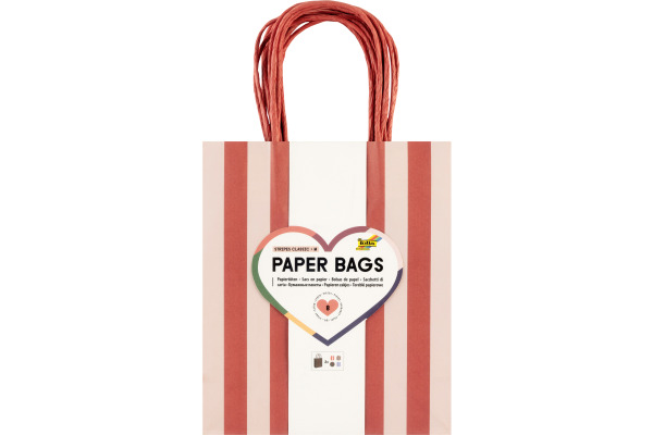 FOLIA Papiertüten M 12x15cm 21825/8 Stripes Classic, ass. 8 Stk.