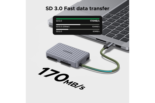 UGREEN Card Reader 55886 1xUSB-C,2xSD,1xTF, Grey (BB)