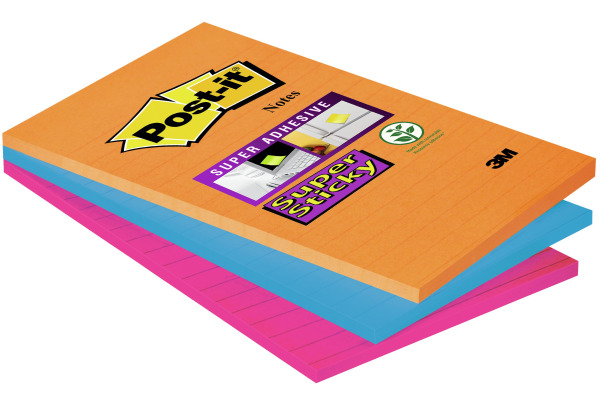 POST-IT Super Sticky Notes 152x101mm 46903SSBO 3 farbig 3x90 Blatt