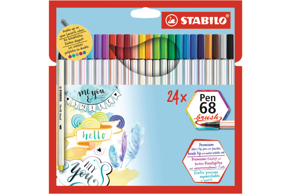 STABILO Fasermaler Pen 68 Brush 568/24-21 ass. 24 Stück