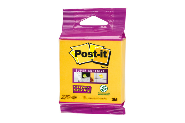 POST-IT Haftnotizen Würfel 76x76mm 2014-S Super Sticky neongelb 270 Bl.