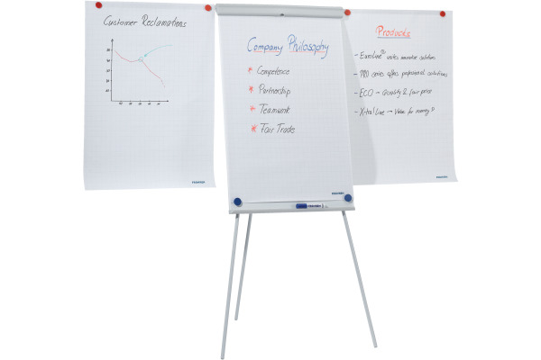 FRANKEN Flipchart X-tra!Line 68x105cm EL-FC22 hellgrau mit Seitenarmen