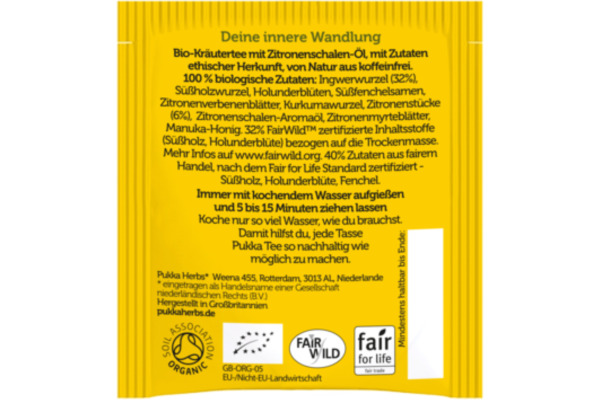 PUKKA Lemon, Ginger, Manuka-Honey 4091010 Bio Kräutertee 20 Beutel
