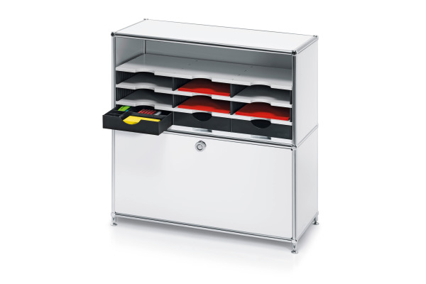 STYRO Ablagesystem styrodoc trio 268-0303 weiss/schwarz 6 F./3 Schubl.