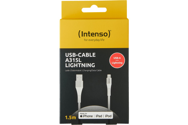 INTENSO Cable USB-A to Lightning 7902102 1.5 m, Nylon white