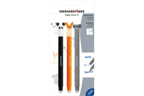 EBERHARD Gelschreiber Erase It 0.7mm 582123 Animal 3 Stück