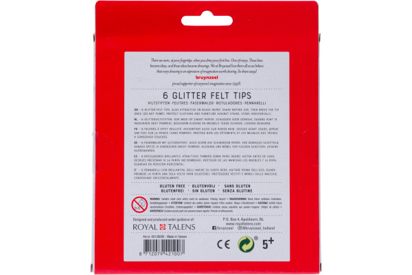 BRUYNZEEL Glitzer Fasermalerset Kids 60126006 6 Farben