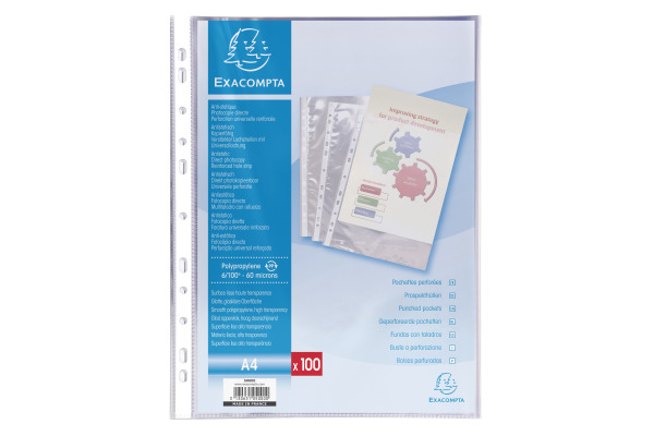 EXACOMPTA Zeigetaschen PP 60my A4 5000E transparent glatt 100 Stück