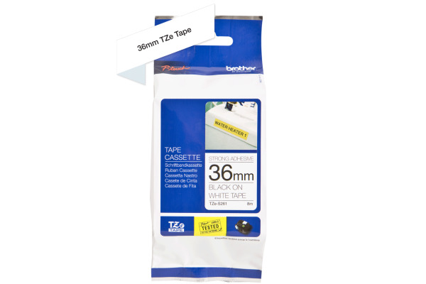 PTOUCH Band, strong/adh.schwarz/weiss TZe-S261 PT-300 36 mm