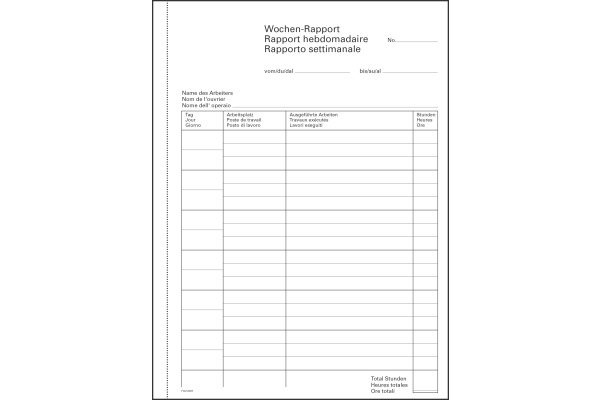 FAVORIT Wochen-Rapporte D/F/I A5 9307 OK Durchschreibepapier 50x2 Blatt