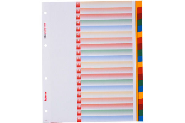 KOLMA Register LongLife A4 XL 19.420.20 mehrfarbig, blanko 20-teilig