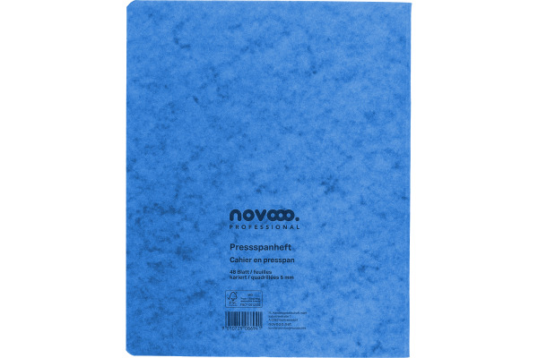 NOVOOO Pressspanheft ass. 17.5×22cm 729789 5mm kariert, 80g 48 Blatt