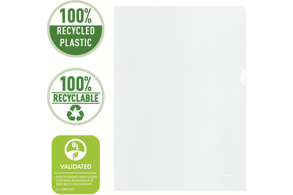 LEITZ Sichtmappen PP Recycled A4 627496 transparent, 100my 100 Stück