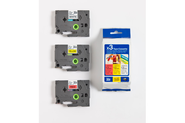 PTOUCH Bänder TZ-231/TZ-431/TZ-631 TZe-31M3 weiss/rot/gelb 12 mm