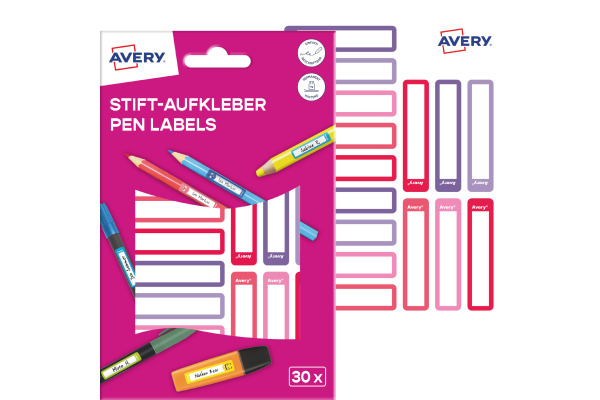 AVERY ZW. Stift-Etiketten 50x10mm RESMI30F rosa,lila 30 Stück