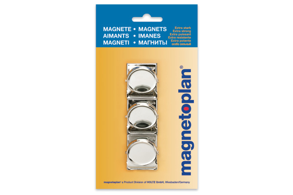 MAGNETOP. Klippmagnet silber 16670 klein, 35mm 3 Stk.