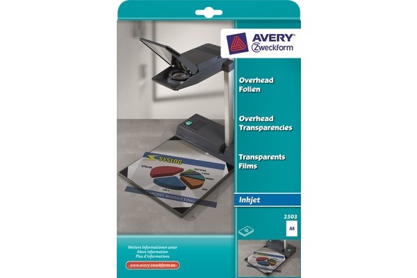 AVERY ZW. Overhead-Folien A4 2503 Inkjet, 0.11mm 10 Stk.