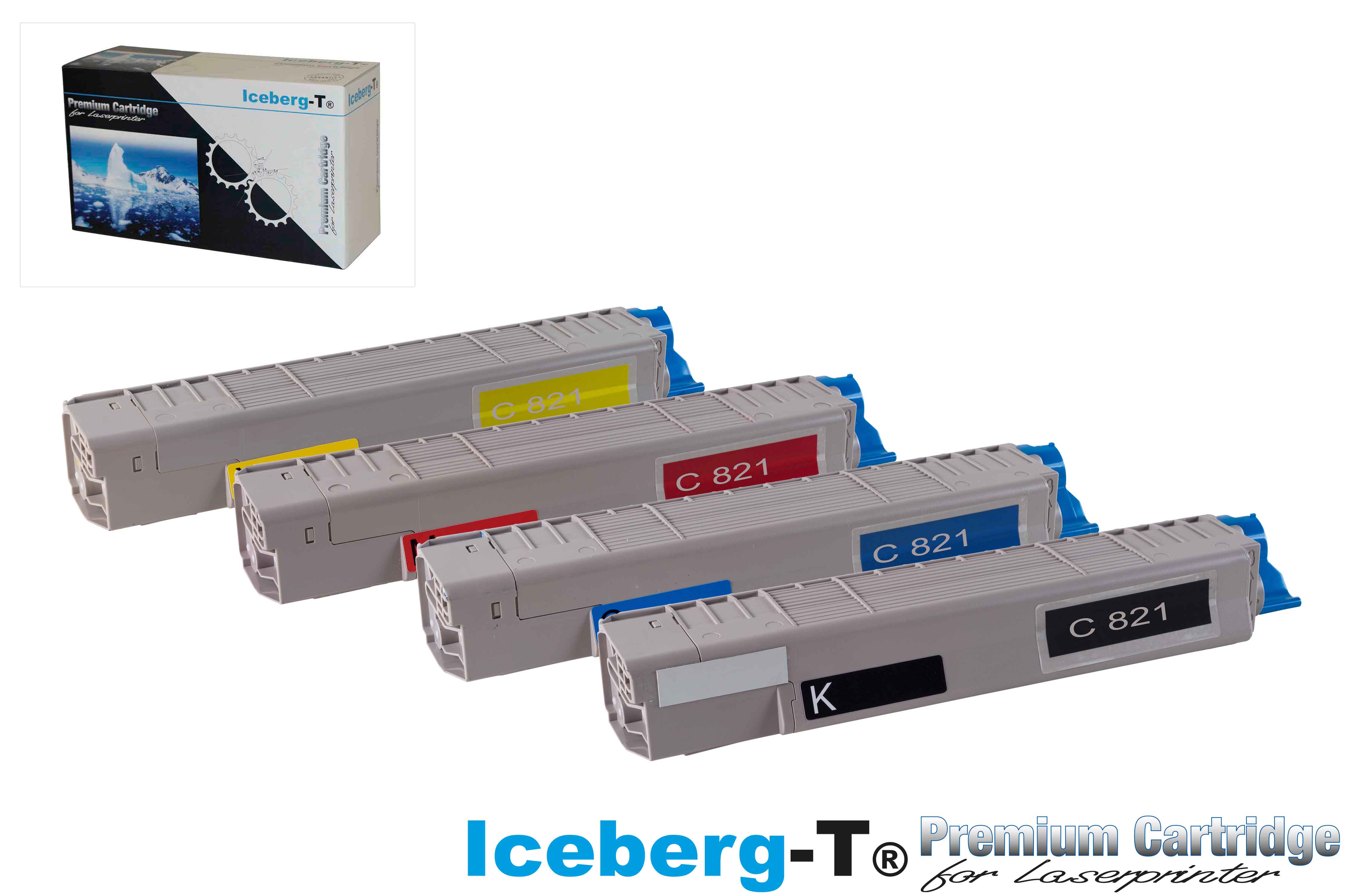 Iceberg-T Toner SET OKI C801 / C821 Set mit allen vier Farben